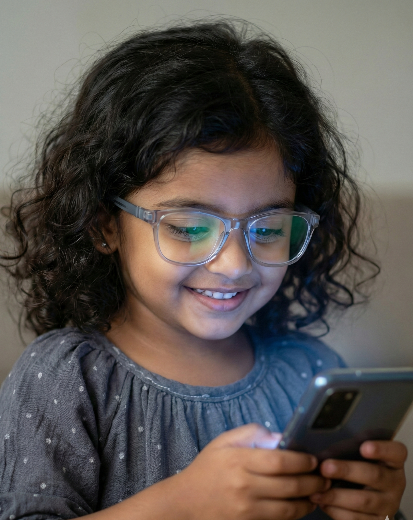 Kids(6-9 yrs) Zero Power Screen Protection Glasses - Square Transparent / Blue