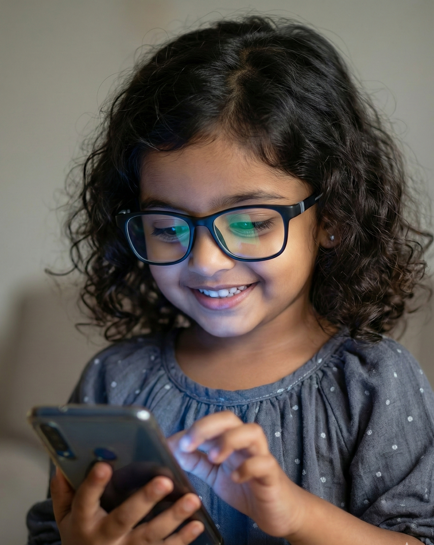 Kids(6-9 yrs) Zero Power Screen Protection Glasses - Square Matte Black