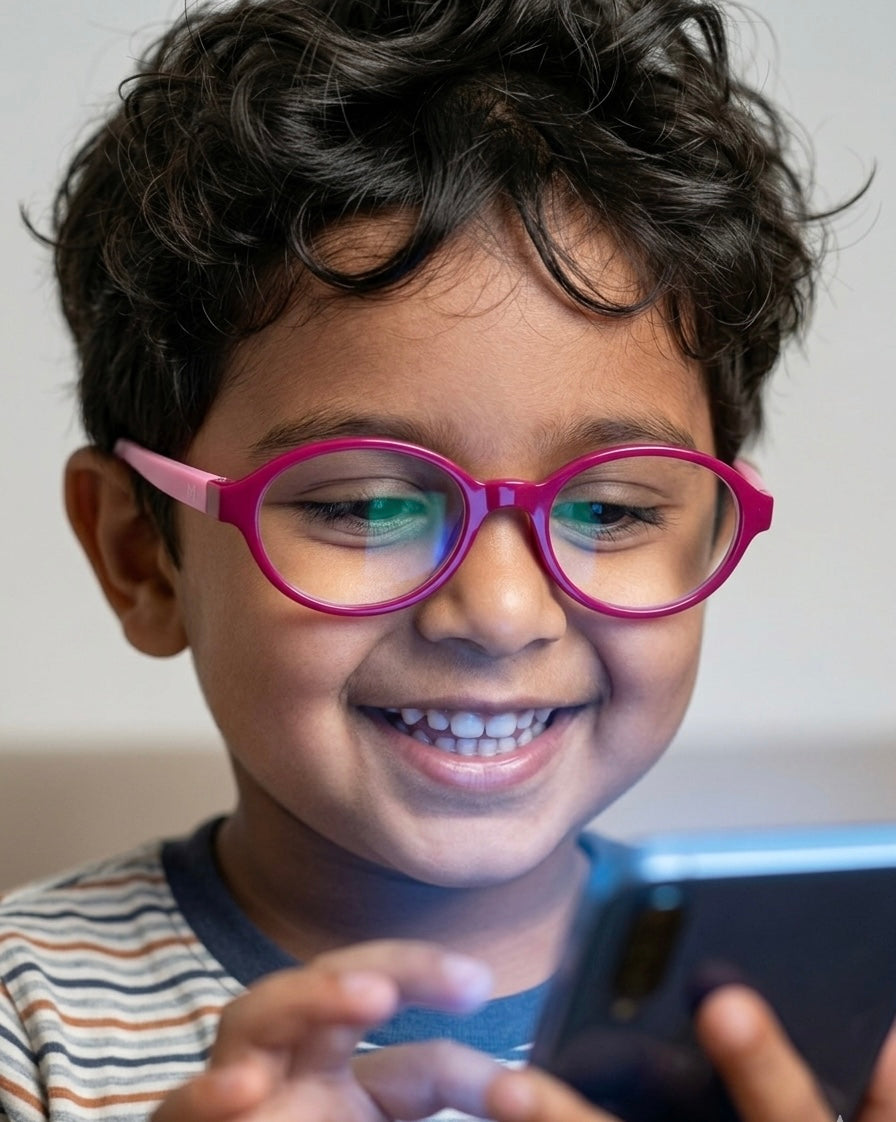 Kids(2-5 yrs) Zero Power Screen Protection GLASSES - Oval Magenta / Pink