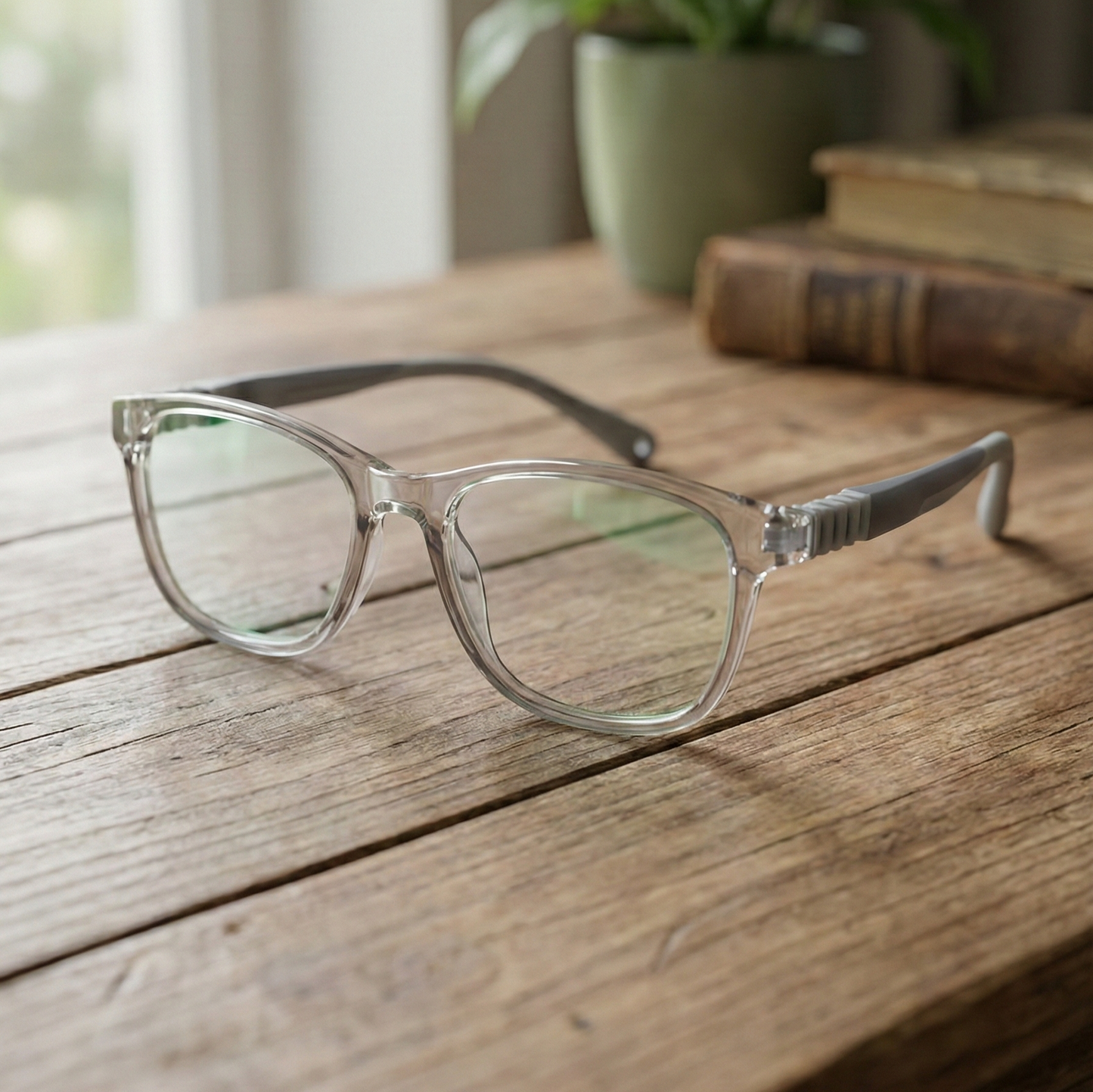 Kids(6-9 yrs) Zero Power Screen Protection Glasses - Square Transparent /Grey