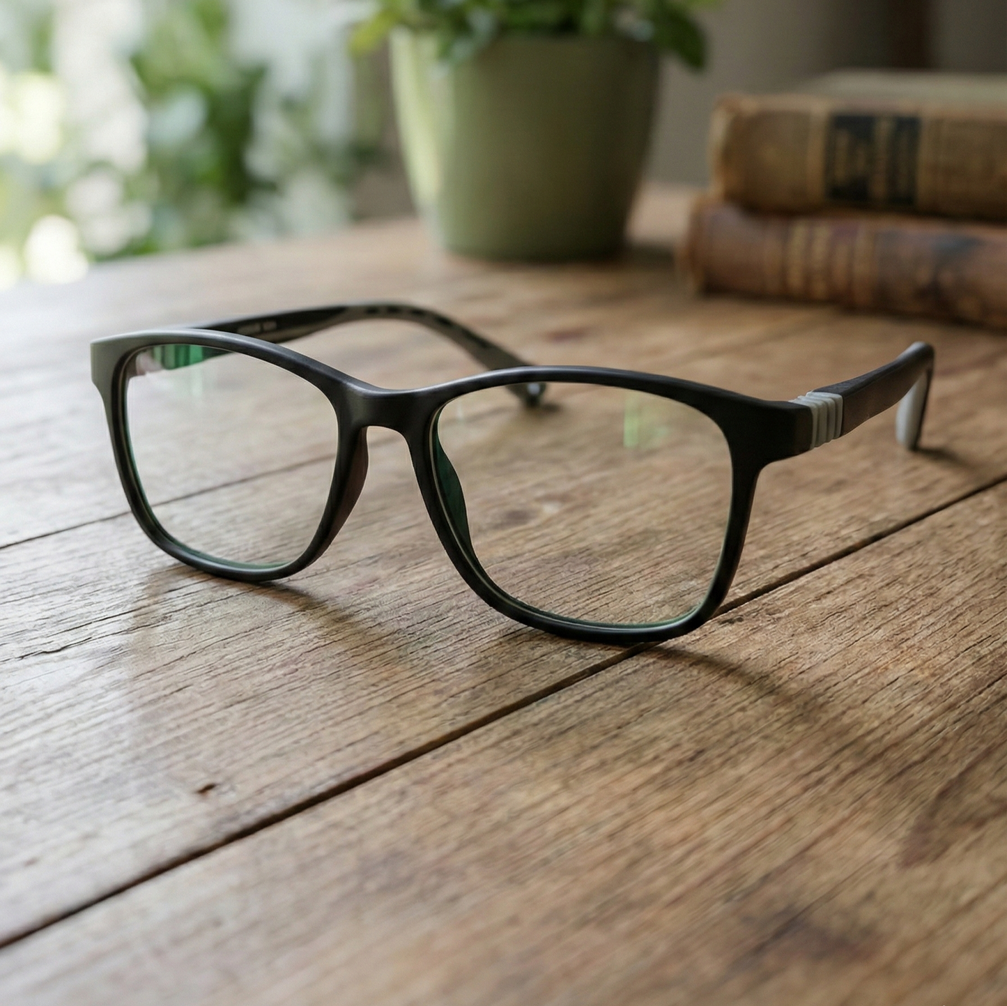 Kids(6-9 yrs) Zero Power Screen Protection Glasses - Square Matte Black