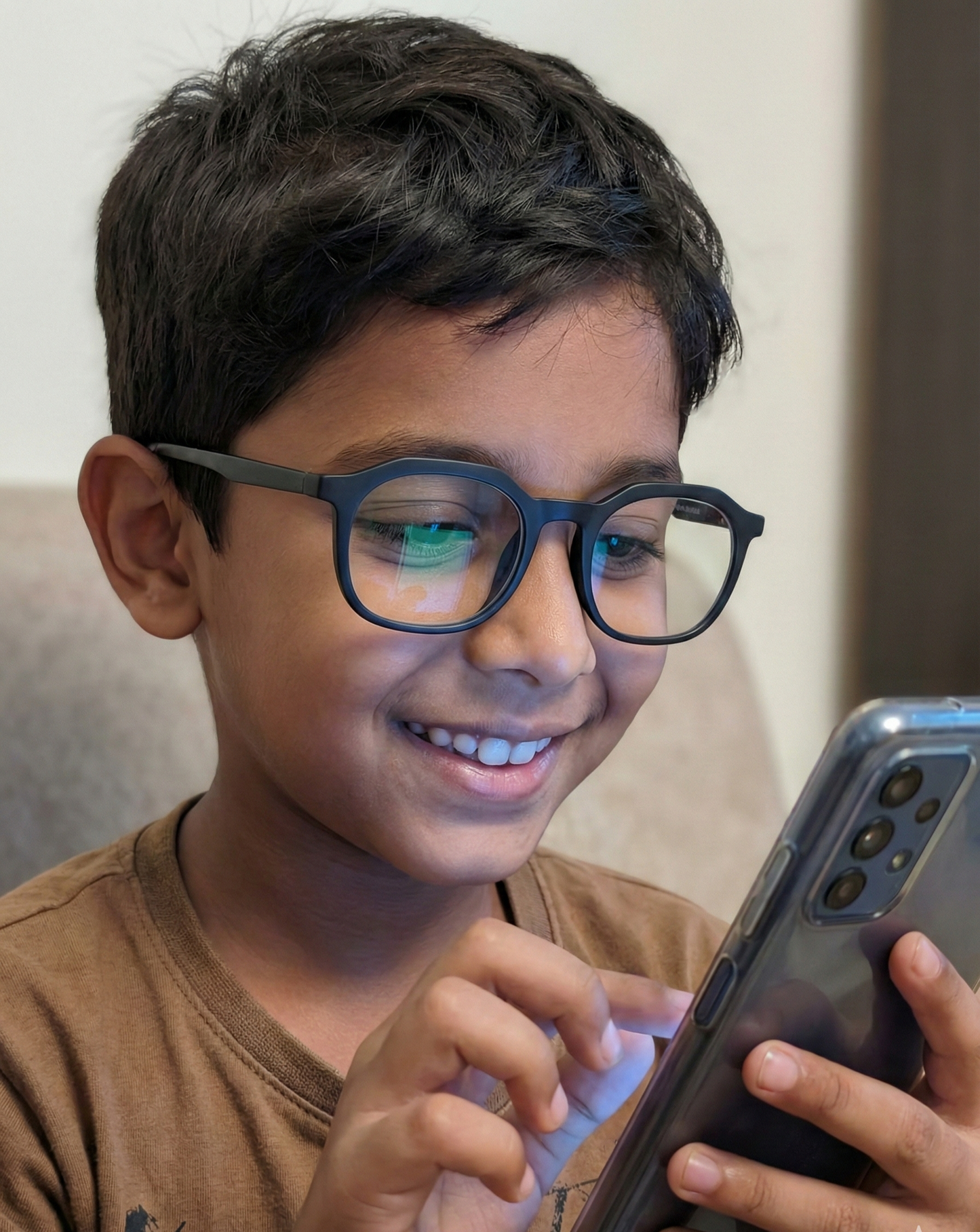 Kids(9-13 yrs) Zero Power Screen Protection GLASSES - Hexagon Matte Black