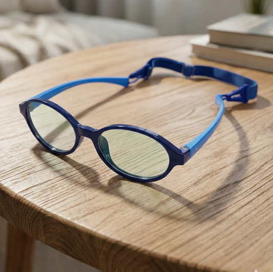 Kids(2-5 yrs) Zero Power Screen Protection GLASSES - Oval Navy Blue / Blue