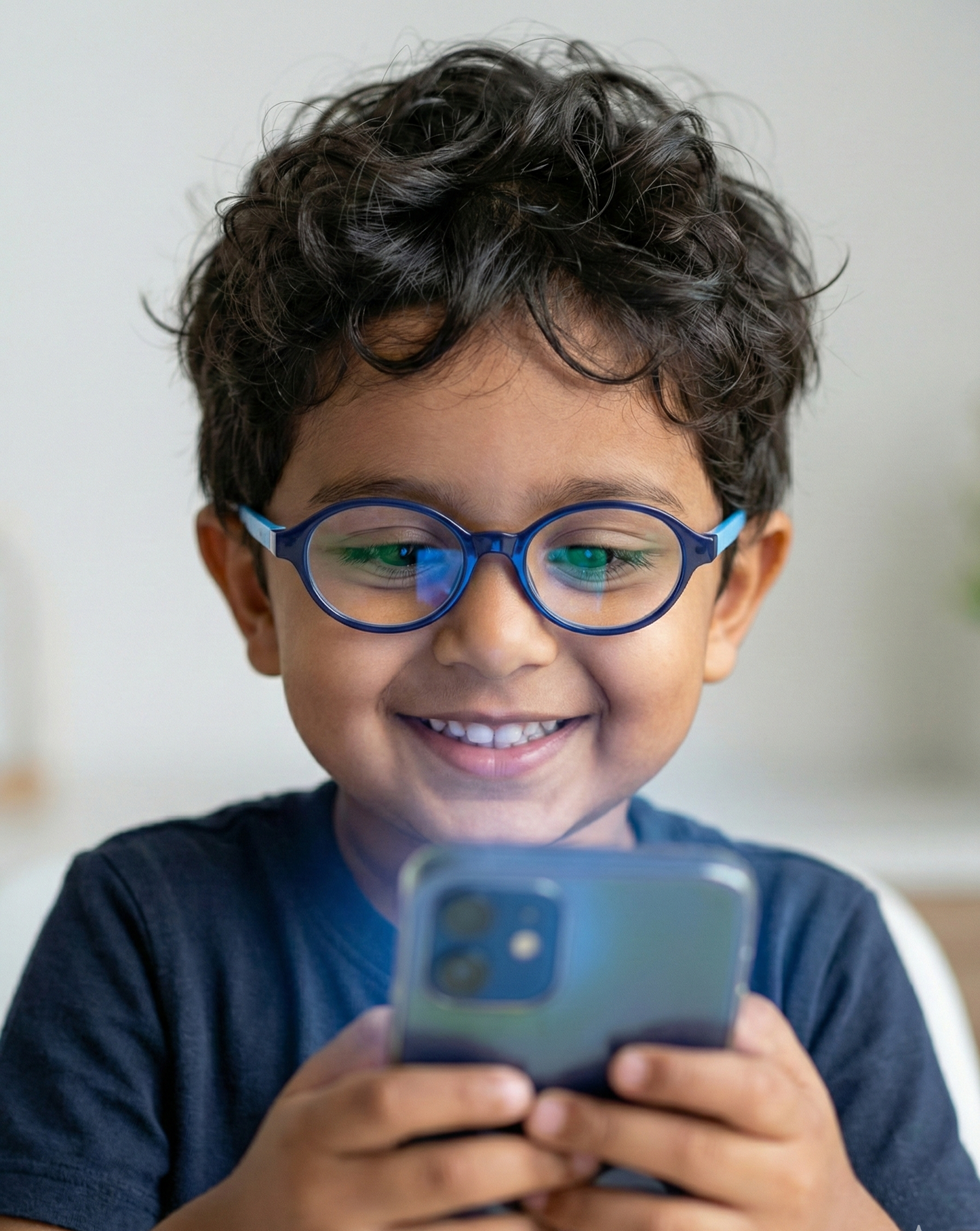 Kids(2-5 yrs) Zero Power Screen Protection GLASSES - Oval Navy Blue / Blue