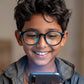 Kids(6-9 yrs) Zero Power Screen Protection Glasses - Round Dark Navy Blue - Blue