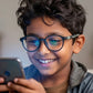 Kids(6-9 yrs) Zero Power Screen Protection Glasses - Round Matte Black - Grey