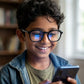 Kids(9-13 yrs) Zero Power Screen Protection GLASSES - Hexagon Glossy Black
