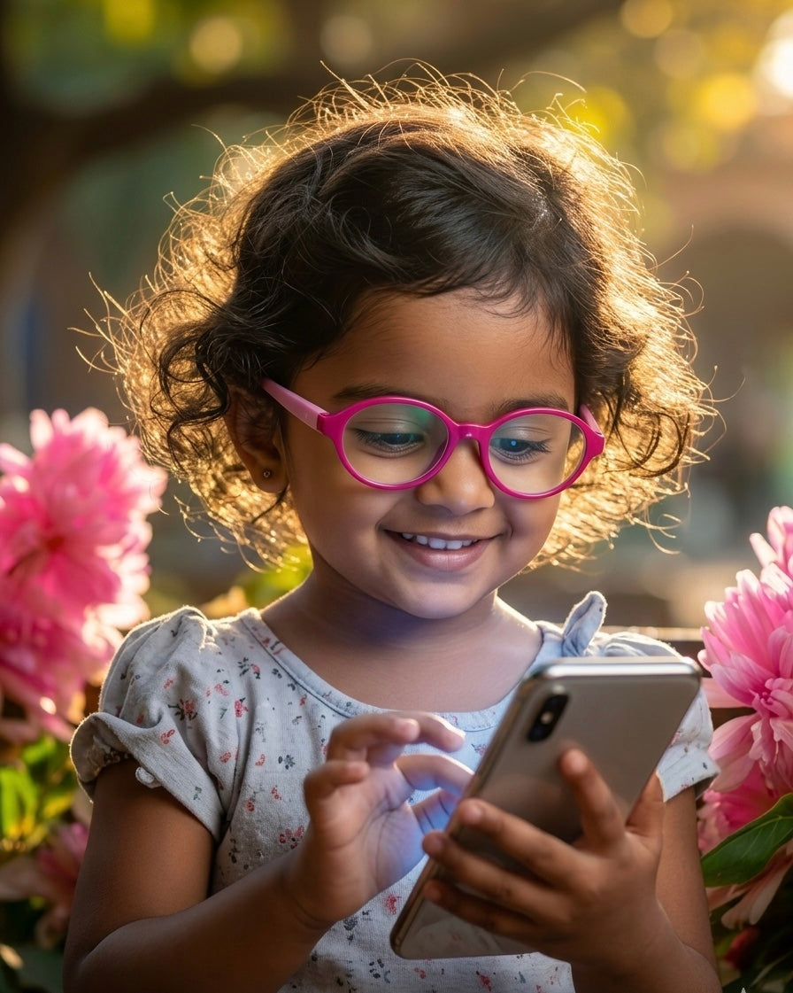 Kids(2-5 yrs) Zero Power Screen Protection GLASSES - Oval Magenta / Pink