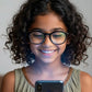 Kids(9-13 yrs) Zero Power Screen Protection GLASSES - Hexagon Glossy Black