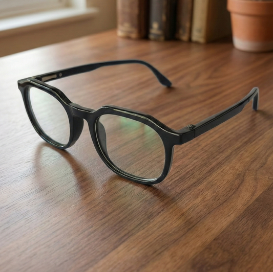 Kids(9-13 yrs) Zero Power Screen Protection GLASSES - Hexagon Glossy Black