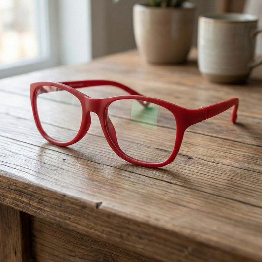 Kids(6-9 yrs) Zero Power Screen Protection Glasses - Oval Red