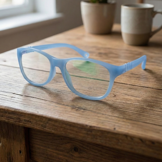 Kids(6-9 yrs) Zero Power Screen Protection Glasses - Oval Light Blue