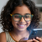 Kids(9-13 yrs) Zero Power Screen Protection GLASSES - Hexagon Dark Green / Yellow